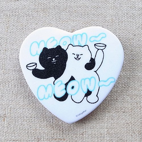 catogether 貓一塊 心形徽章 6x6cm 裝飾小物 配件 別針 可愛貓咪 趣味插畫 禮物