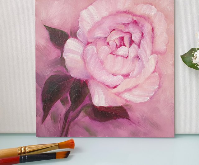大　花風水　肉筆油絵　 窓辺のピンクの花　ヒラリー・メイヤー作 大 花風水 肉筆油絵 窓辺のピンクの花 ヒラリー・メイヤー作