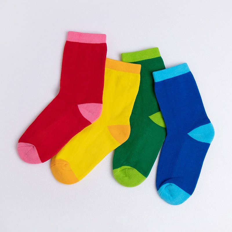 [WARX Antibacterial and Deodorant Socks] Play Color Splicing Middle Tube Children's Socks (5 Colors in Total) - Socks - Cotton & Hemp 