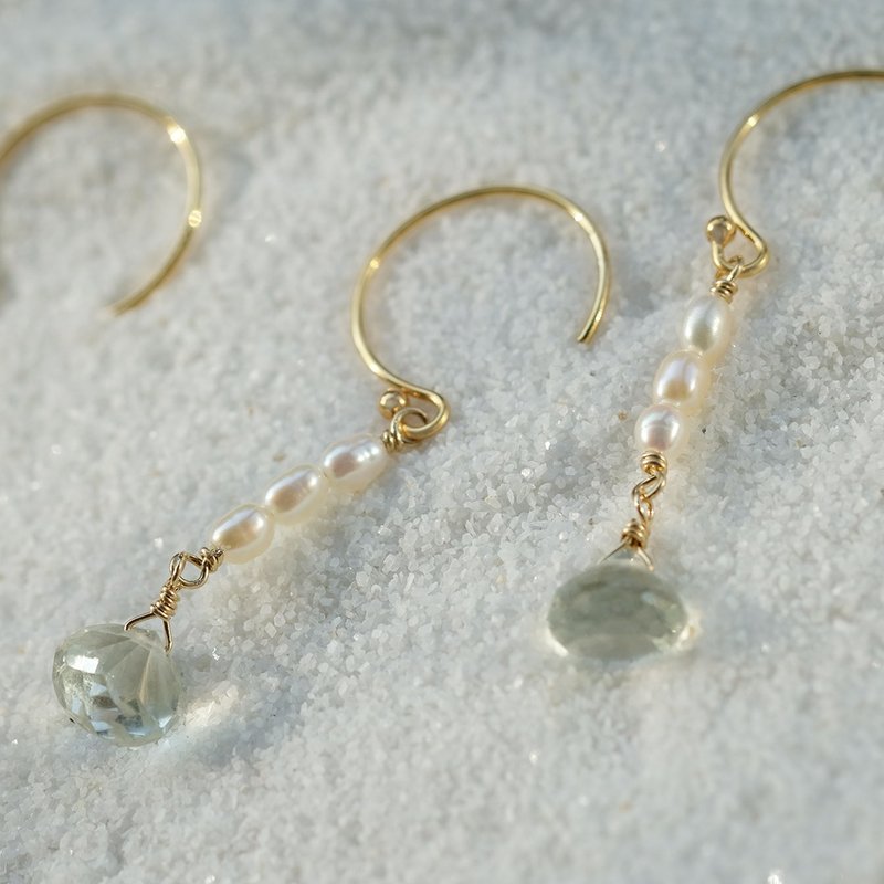 14K Gold Filled Fruit Sweetheart Green Amethyst Earrings/ Clip-On - ต่างหู - เครื่องประดับพลอย สีเขียว