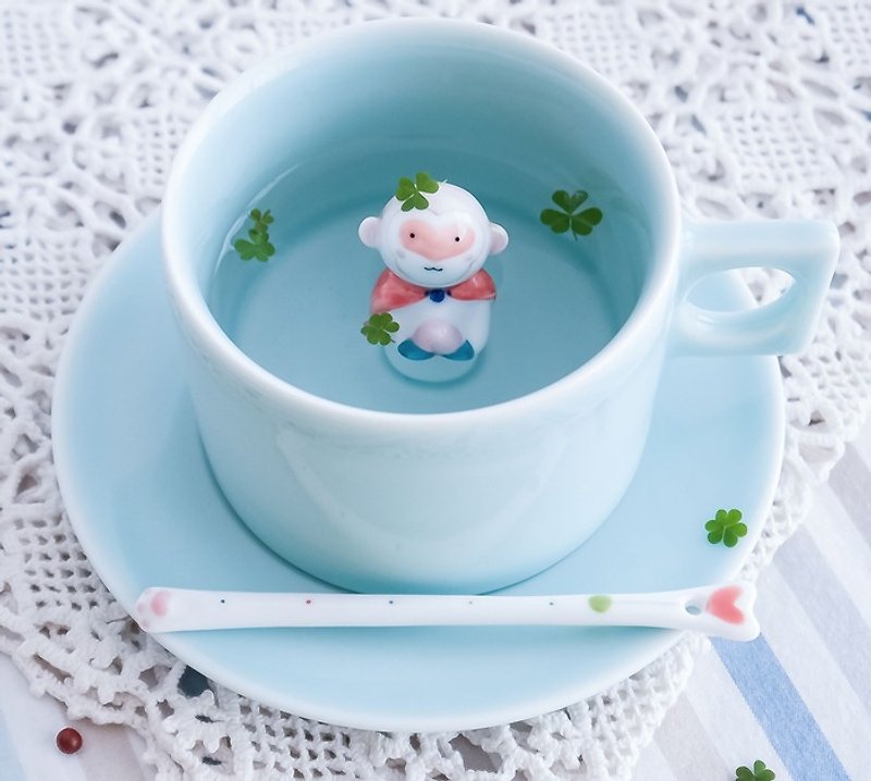 三浅 咖啡杯 猴子手工手绘创意情侣咖啡杯杯碟下午茶茶具茶杯套装 - 咖啡杯 - 瓷 