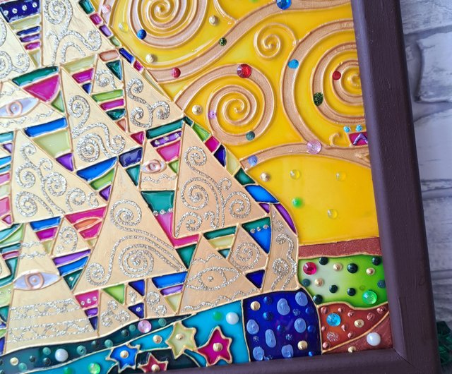 生活の木オリジナルクリムト絵画ガラス現代の壁の装飾ギフト 生活の木オリジナルクリムト絵画ガラス現代の壁の装飾ギフト