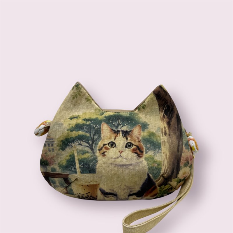 I love cats-Cat-shaped hand-held side backpack - กระเป๋าแมสเซนเจอร์ - วัสดุอื่นๆ 