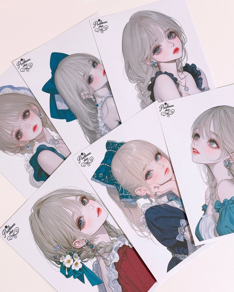 6種類 pinokkumashop 人物ステッカー 女の子ステッカー コラージュ素材 - 貼紙 - 紙 