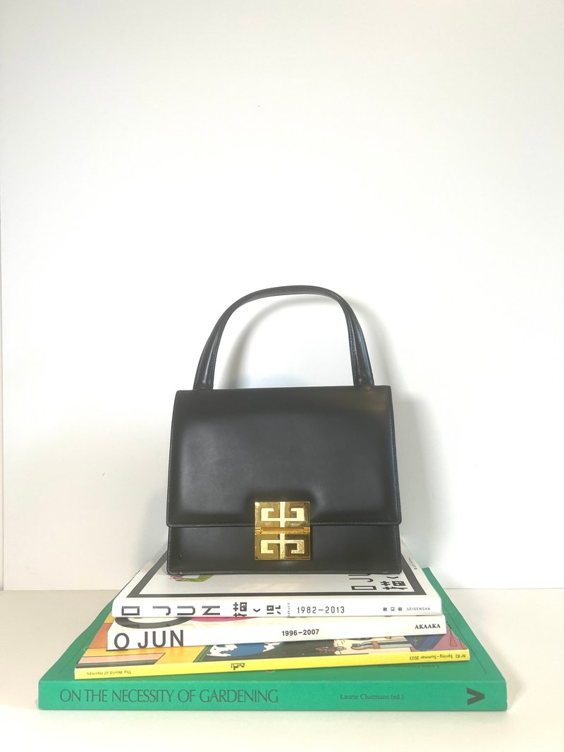 Givenchy黑色皮革手提色手挽袋 中古孤品 日本中古vintage - 手提包/手提袋 - 真皮 黑色