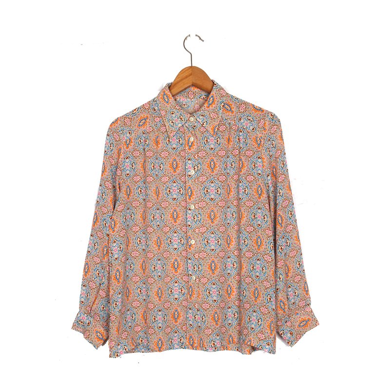 [Eggs] orange fruit plant vintage wallpaper vintage shirt printing - Women's Shirts - Polyester Orange