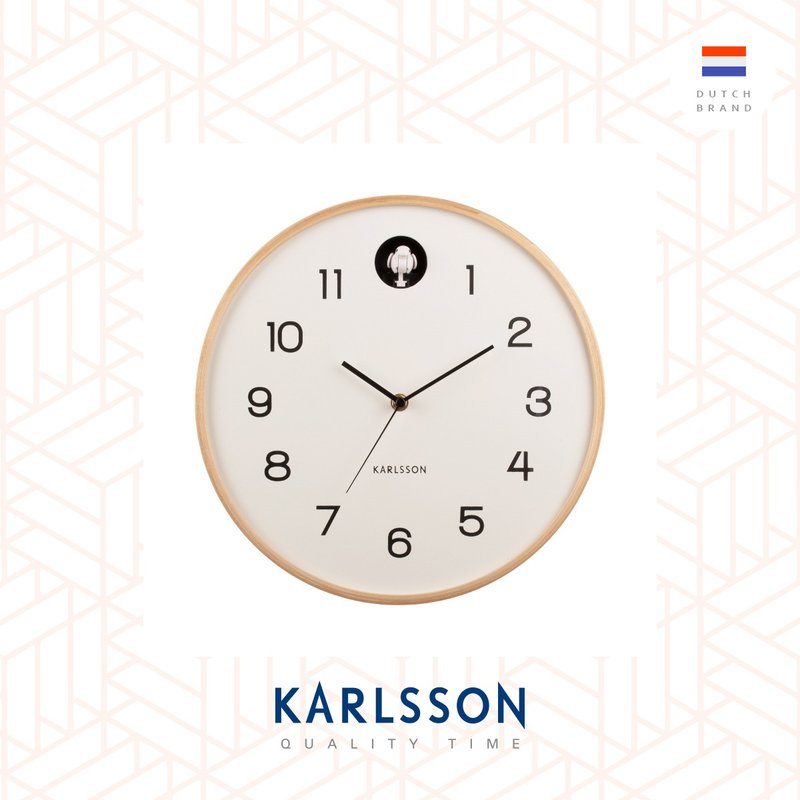 Karlsson, Wall clock Natural Cuckoo birch wood white - Clocks - Wood White