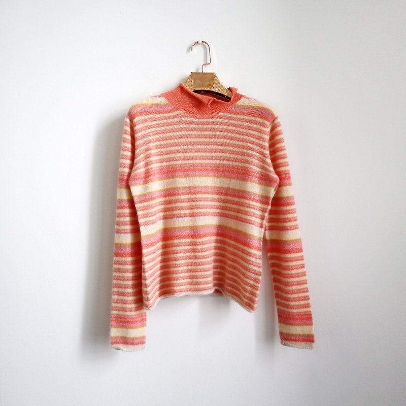 Pumpkin Vintage. Ancient striped Cashmere cashmere pullover sweater - สเวตเตอร์ผู้หญิง - ขนแกะ 