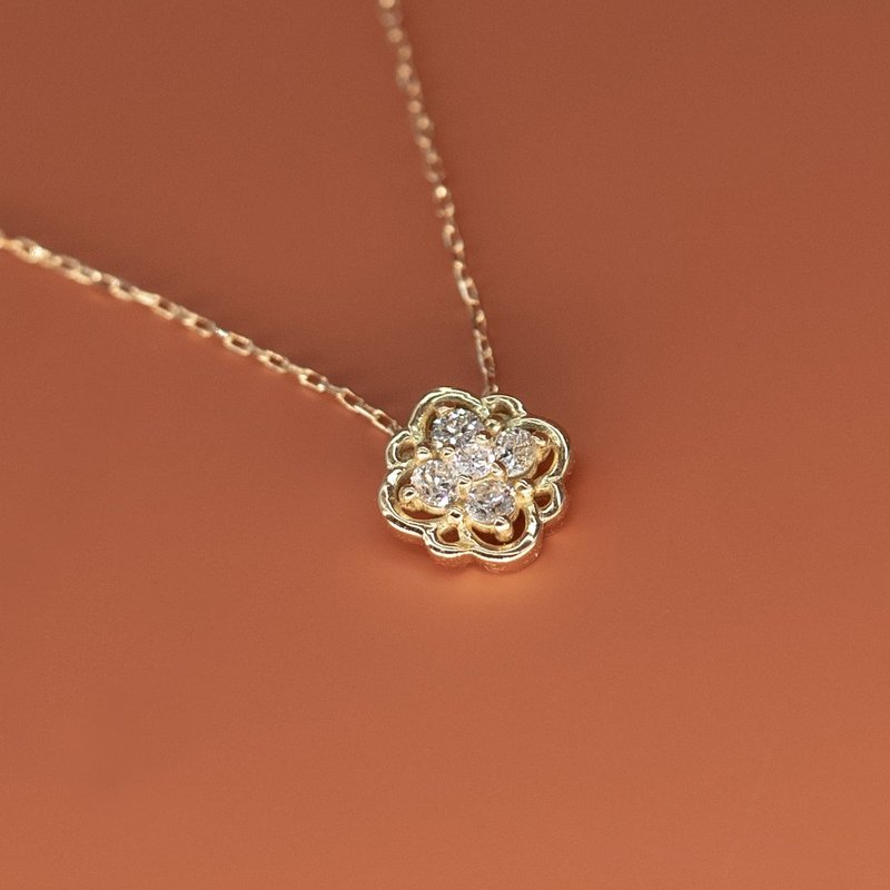 18K金三葉草曼陀羅項鏈*附日本寶石証書 Clover Mandala Necklace - 項鍊 - 貴金屬 