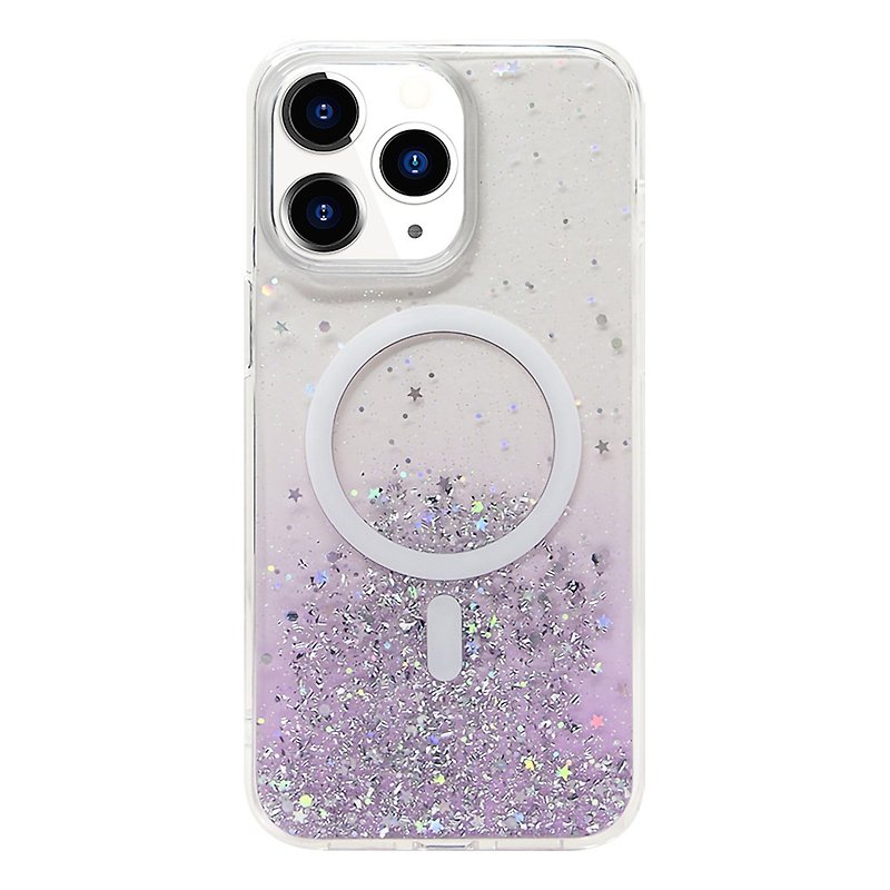 iPhone15/Pro/Pro Max 3D閃亮星砂晶鑽手機保護殼-紫 支援MagSafe - 手機殼/手機套 - 塑膠 多色