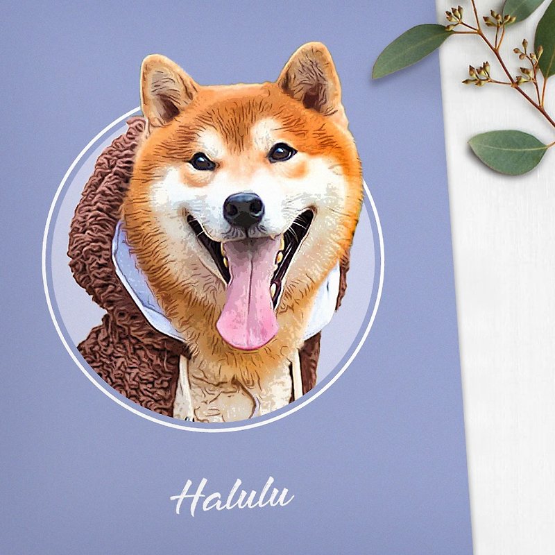 Customized character pet painting / paper card (fresh wind) can add photo frame from 100 yuan - Customized Portraits - Paper White