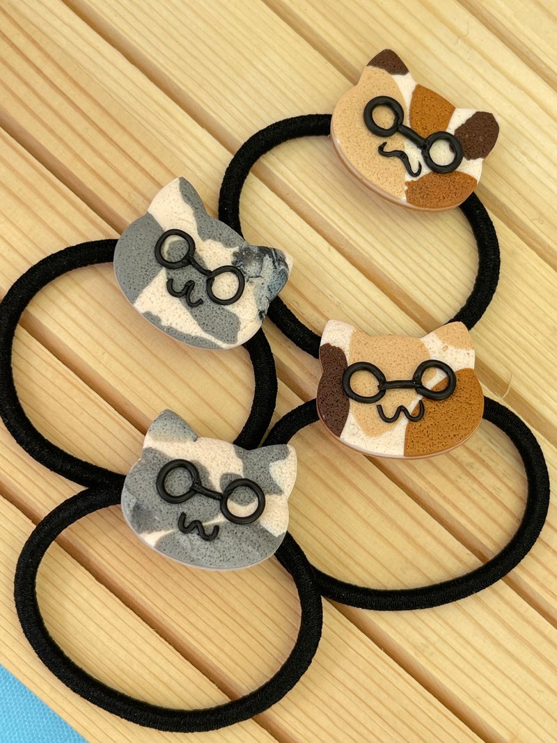 Harry Porter inspired | Glasses Nerdy Cat Shape Ponytail Hair Tie - Hair Accessories - Clay Brown