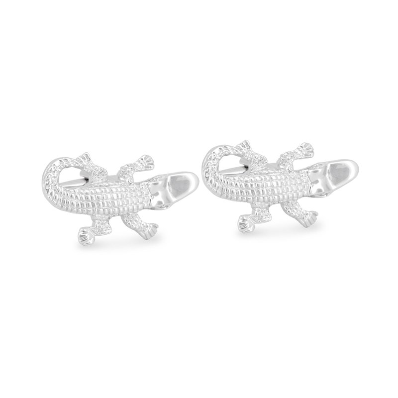 Crocodile Cufflinks - กระดุมข้อมือ - โลหะ สีเงิน