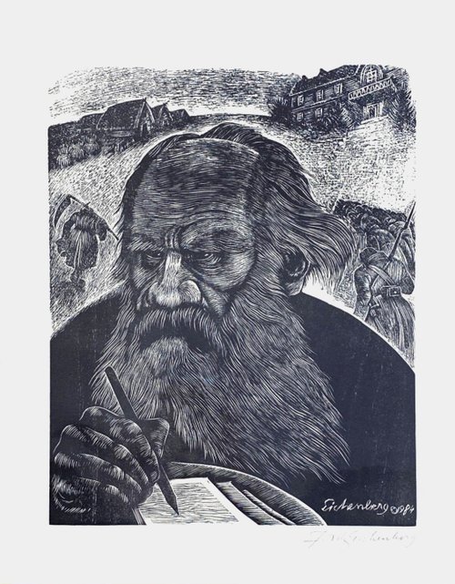 酷鴞藝術 Dead Poets Society 藝術家Fritz Eichenberg - 十一名人致敬版畫系列 - 託爾斯泰