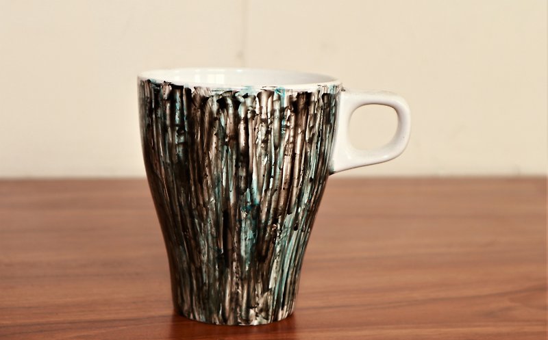 限量情人節禮物  時紋 手繪烤杯子(限量一件) - 咖啡杯/馬克杯 - 陶 黑色