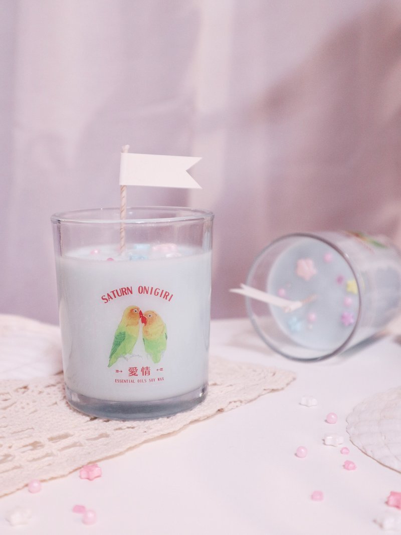 Saturn rice ball love bird love connection soy candle handmade candle essential oil valentine love - น้ำหอม - ขี้ผึ้ง สีใส