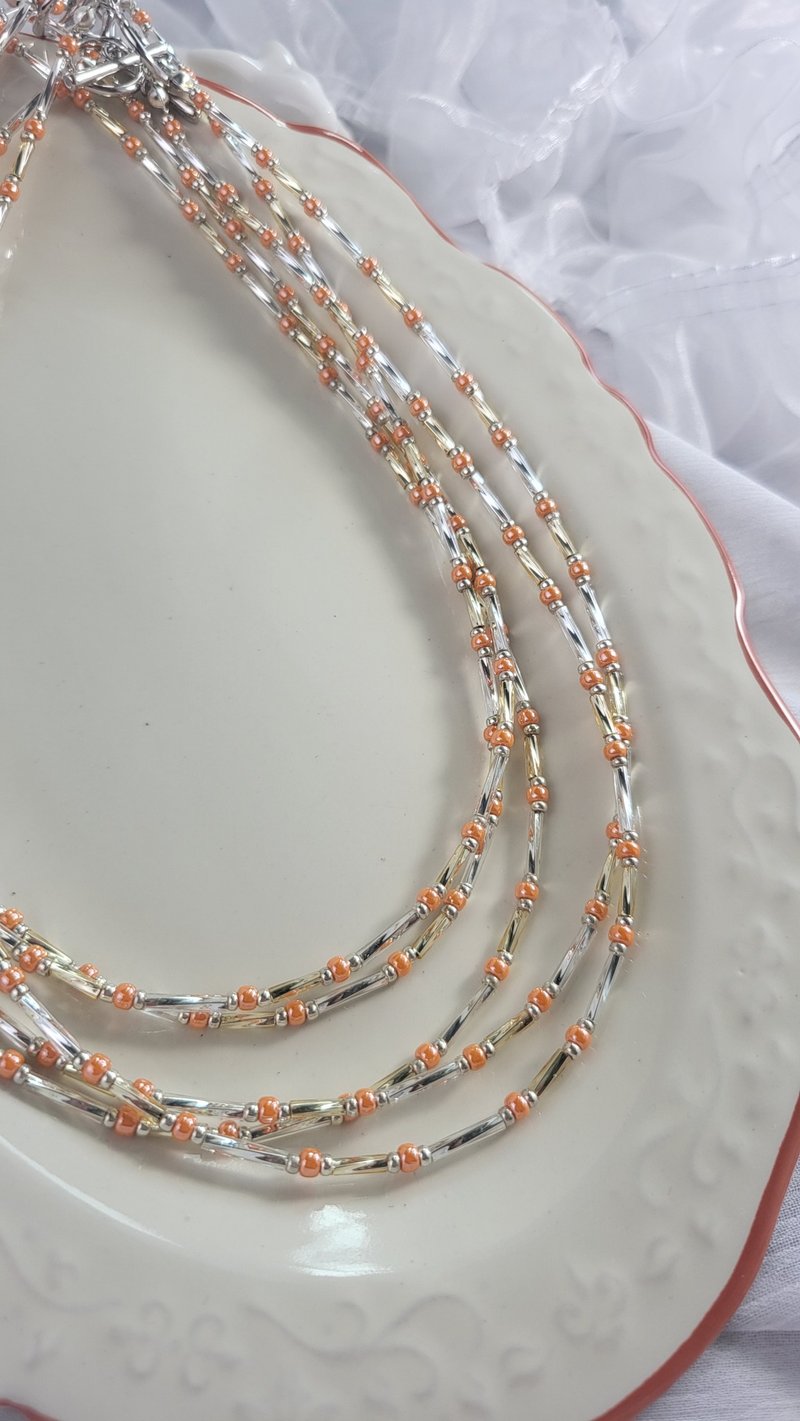 【Dawn Wave】Necklace::Orange control love to death - สร้อยคอ - วัสดุอื่นๆ สีส้ม