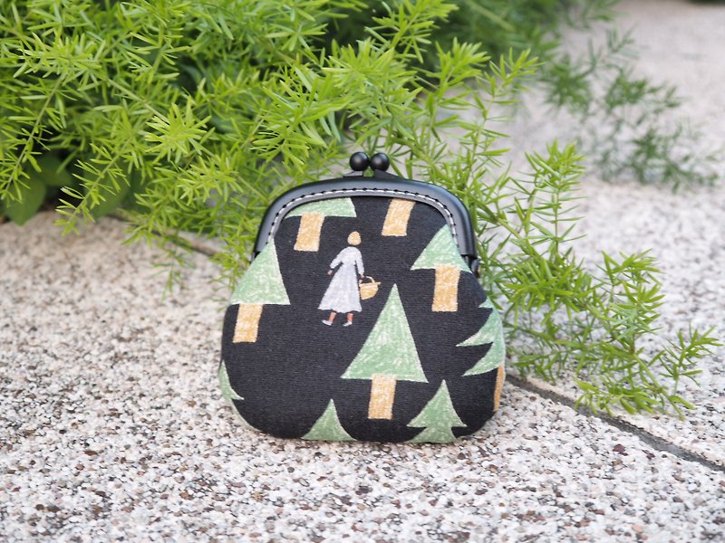 Fairy Tale in the Forest#Black/Small Mouth Gold Bag/Change Purse - Coin Purses - Cotton & Hemp Black