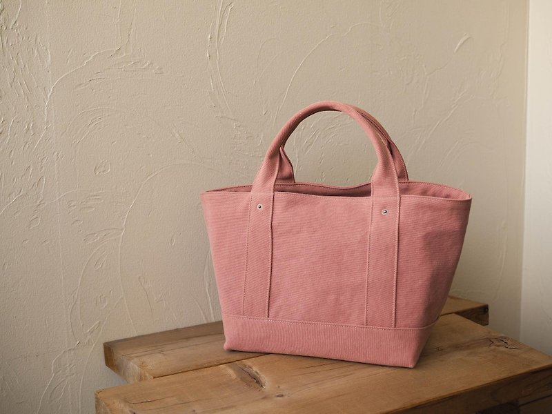 With a lid Tote M (Old Rose) - Handbags & Totes - Cotton & Hemp Pink