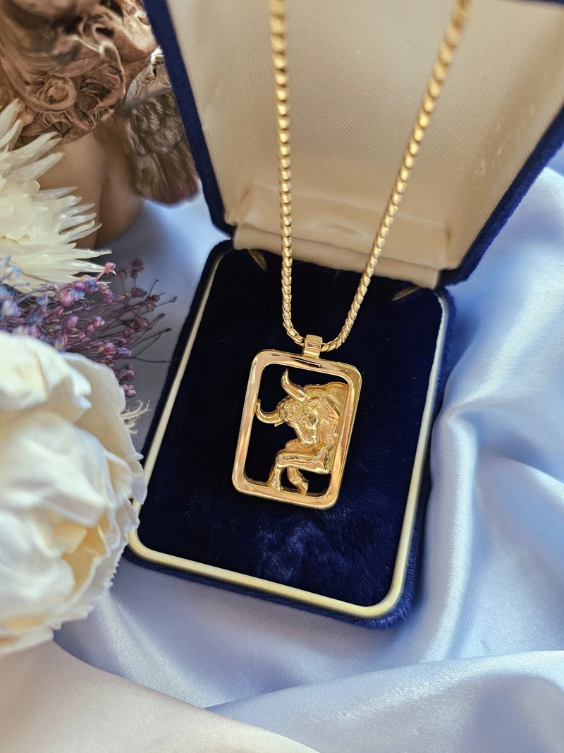 1980年AVON12星座系列金牛座項鍊/復古珠寶首飾/美國西洋古董飾品 - 項鍊 - 其他金屬 