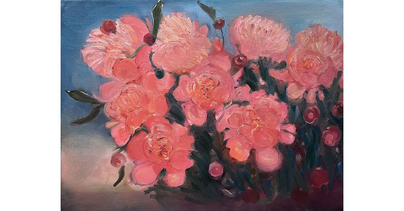 Pionies  Painting  Original Art  Oil Painting   Oil On Canvas 30by40sm - 壁貼/牆壁裝飾 - 其他材質 粉紅色