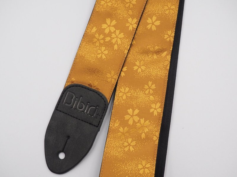 飄落櫻花浮雕帆布吉他背帶　芥末黃 - 其他 - 棉．麻 藍色