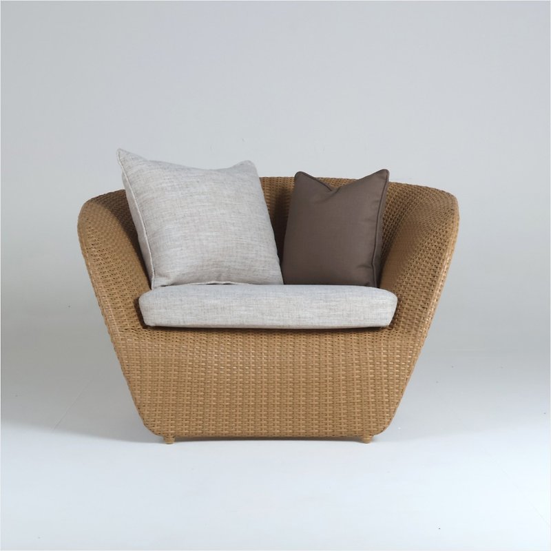 Rattan Chair Sofa-Rice Color-Hand-woven/Indoor/Indoor Single Sofa - เก้าอี้โซฟา - วัสดุกันนำ้ 