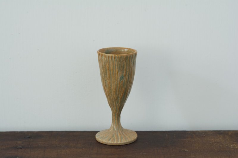 鑿木紋高腳杯 | 沙青 | B - 茶壺/茶杯/茶具 - 瓷 咖啡色