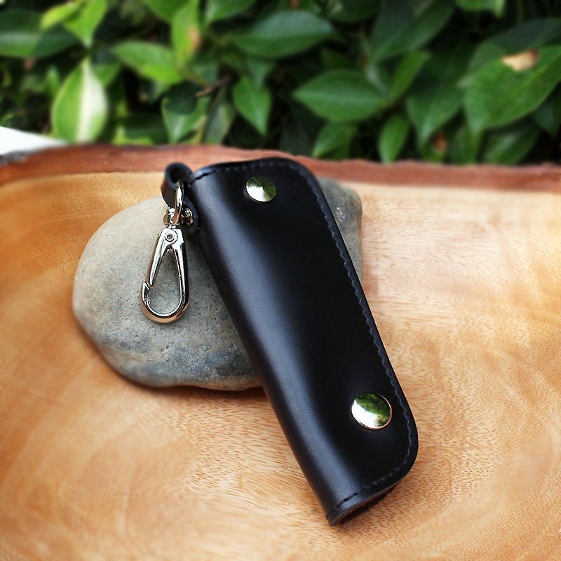 Key Case - Car สีดำ Genuine Cow Leather / Key Holder / Key Bag / 真皮鑰匙包 / 鑰匙包 - ที่ห้อยกุญแจ - หนังแท้ สีดำ