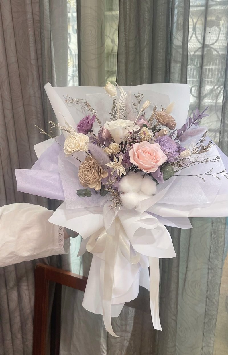 【求婚花束】紫芋浪漫 情人節花束 婚禮求婚 生日禮物 永生花禮 - 乾燥花/永生花 - 植物．花 