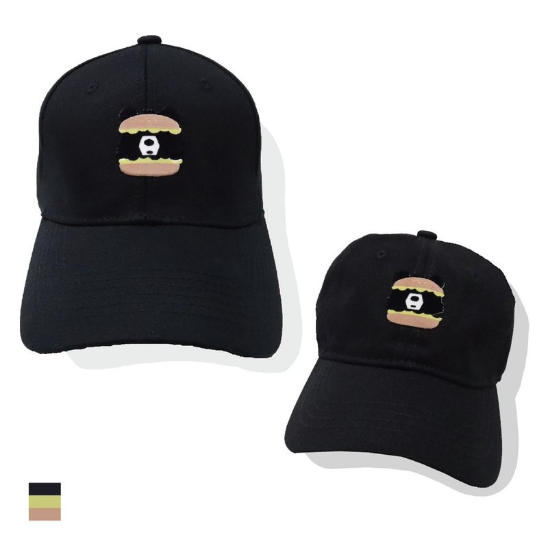 Taiwan Black Bear Yibo Illustration Flocked Baseball Cap - Hats & Caps - Cotton & Hemp Black