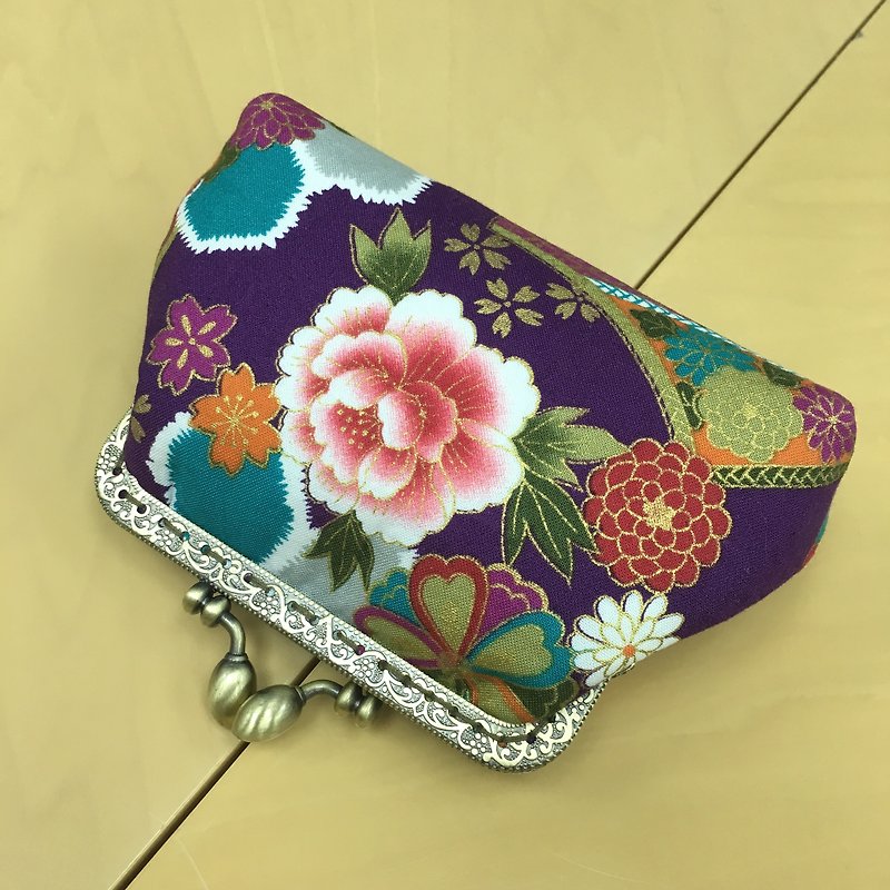 Japanese Floral Mini Cosmetic Bag | Girlskioku~* - Toiletry Bags & Pouches - Cotton & Hemp Purple