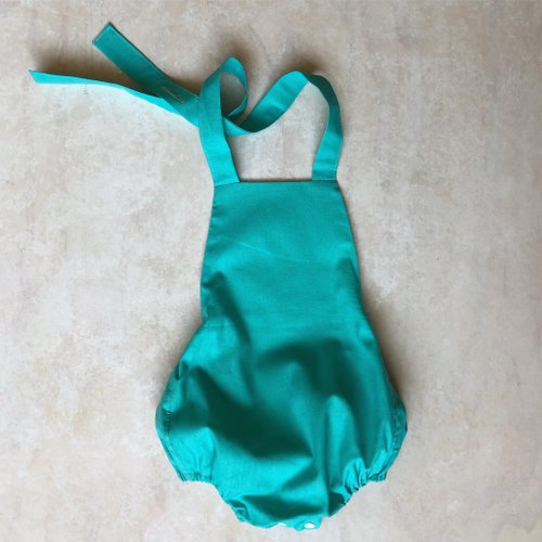 Pure Cute Baby Button Romper Onesie Overalls in Turquoise Blue