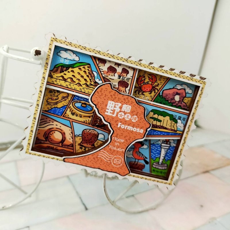野柳女王頭吸鐵 冰箱貼 手繪插圖 台北特色景點吸鐵 - 磁鐵 - 木頭 多色