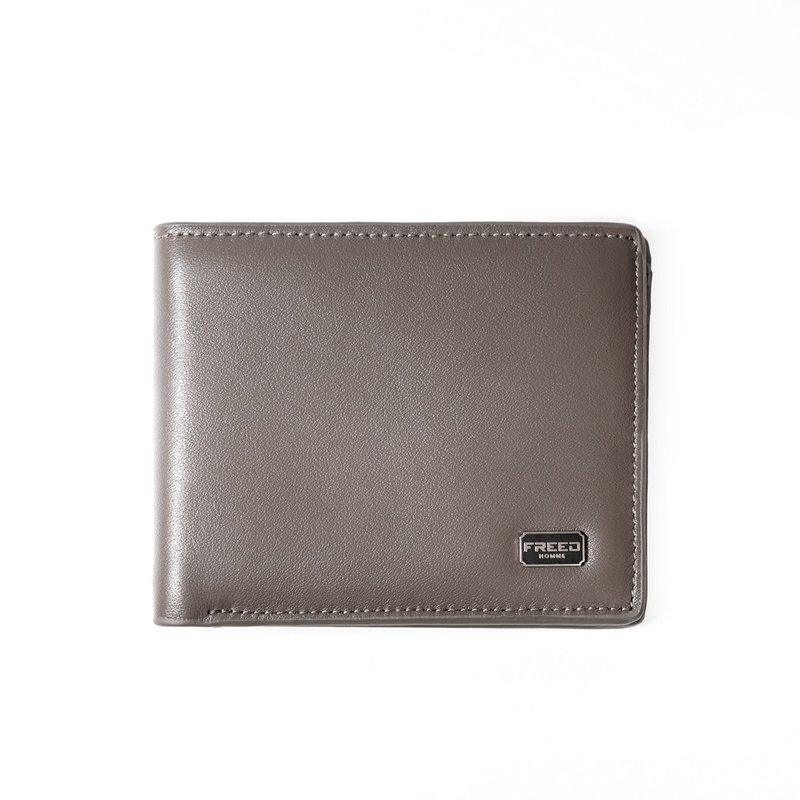 【FREED】紳士極潤頭層納帕(Nappa)真皮短夾-鈦光灰 聖誕禮物 - 錢包/皮夾/長短夾 - 真皮 咖啡色