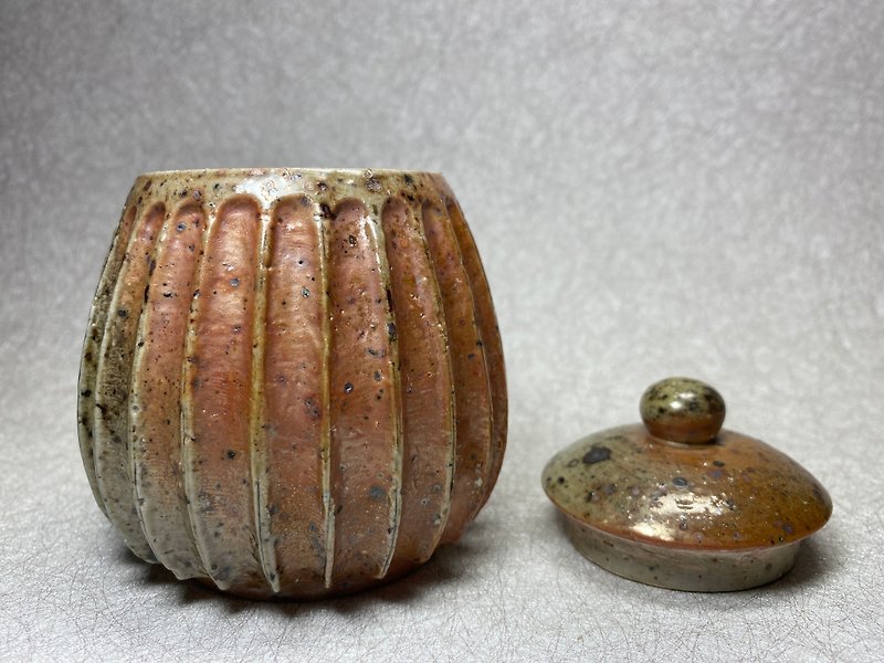 柴燒 x 礦砂線條茶倉 - 花瓶/陶器 - 陶 