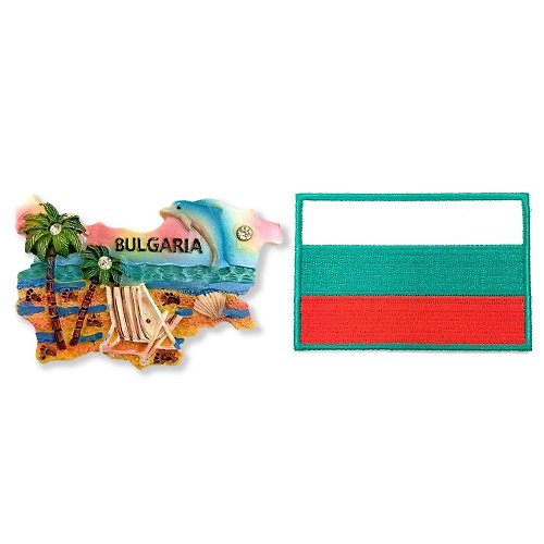 A-ONE 保加利亞海邊世界旅行磁鐵+保加利亞國旗背膠補丁【2件組】吸鐵紀
