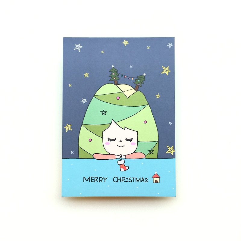 ✦Pista mound illustration postcard✦ Merry Christmas Merry Christmas - Cards & Postcards - Paper Blue