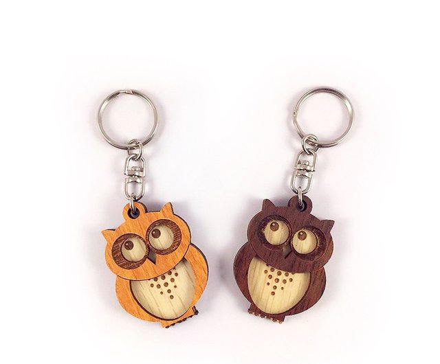 Wooden Owl Keychain