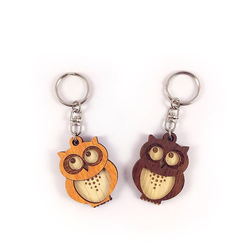 【教師節禮物】木雕鑰匙圈-貓頭鷹 - 鑰匙圈/鑰匙包 - 木頭 咖啡色