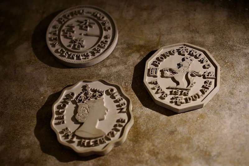 水泥硬幣造型 杯墊套裝  齊三款 - 擺飾/家飾品 - 水泥 灰色