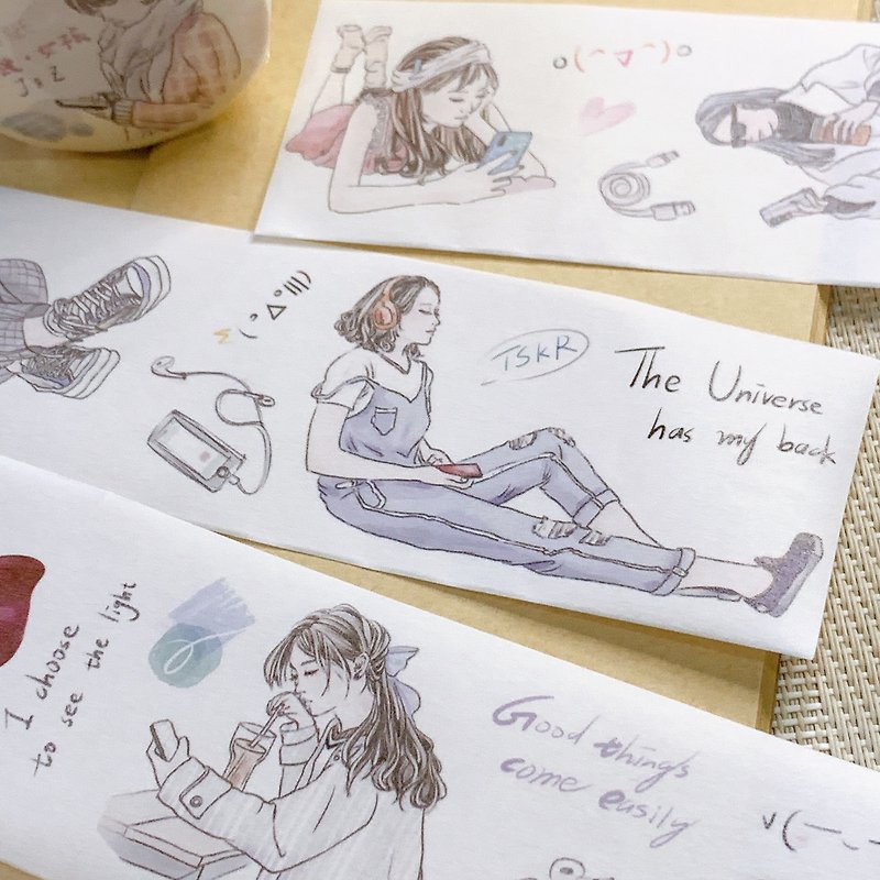 5cm Paper Tape | Cell Phone. Girls | Japanese Washi - มาสกิ้งเทป - กระดาษ หลากหลายสี
