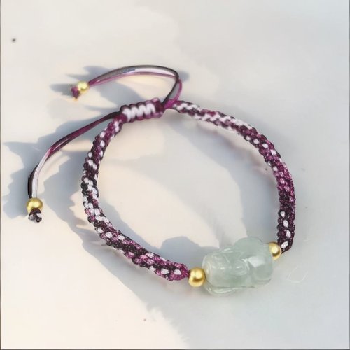 瓔珞珠寶盒 E.L.Jewelry Box 【招財神獸】淡綠翡翠貔貅編織手鍊 | 天然緬甸玉翡翠A貨 | 送禮