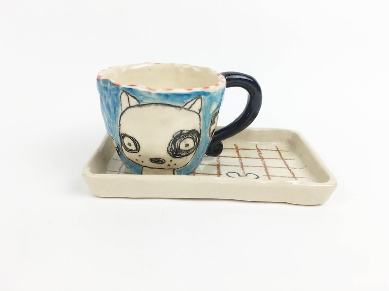 Nice Little Clay Manual Cup Set_黑轮狗0135-12 - แก้วมัค/แก้วกาแฟ - ดินเผา สีน้ำเงิน