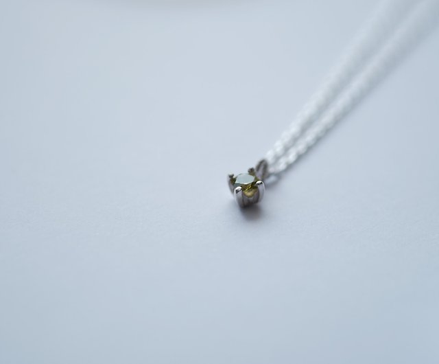 一粒 ペリドット ネックレス シルバー925 - ショップ cloud-jewelry ネックレス - Pinkoi