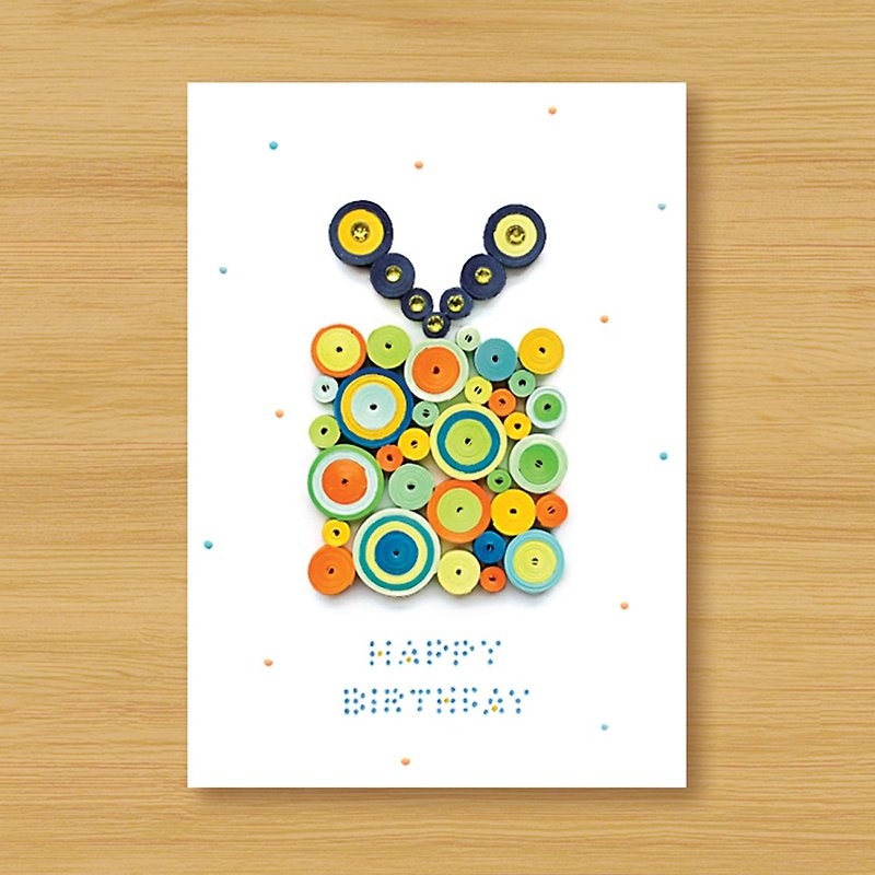 (3 styles to choose from) Handmade Rolled Paper Card_Cute Little Whirlpool Birthday Gift Box-Birthday Card - การ์ด/โปสการ์ด - กระดาษ สีเขียว