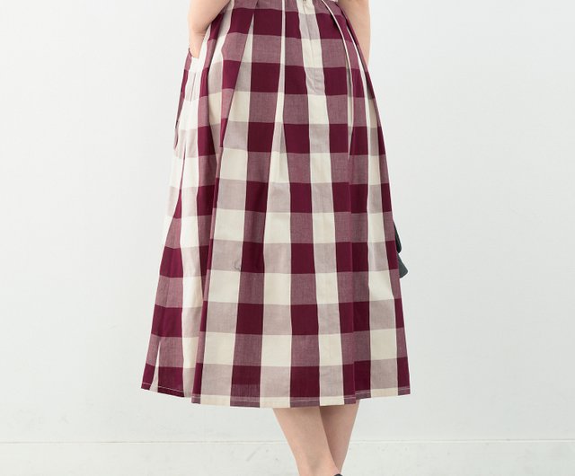 Skirt Gingham Check Tuck Skirt / Liala x PG - Shop joint-space