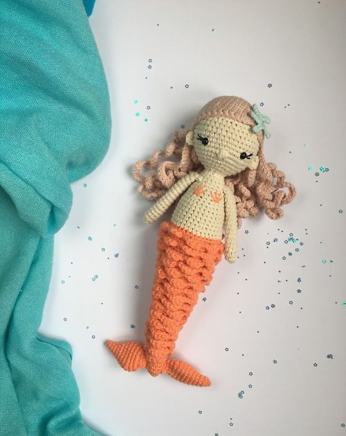 KnitInBy Mermaid, doll, handmade, mermaid toy, baby gift, under the sea baby nursery