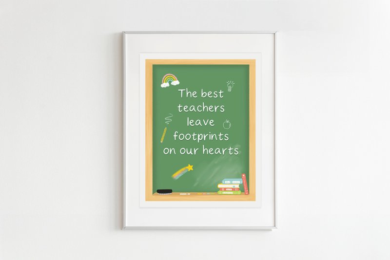 Best Teacher Art Print Teacher Appreciation The Best Teachers Leave Footprints - Wall Décor - Paper 