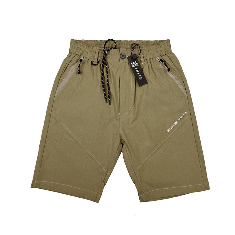 Mens Woven Short with invisible zipper bag - Men's Shorts - Other Materials Khaki